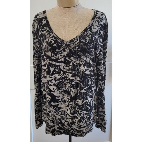Chico's Design Rayon Spandex Abstract Slinky V-neck Sz 3 Large - Picture 1 of 6